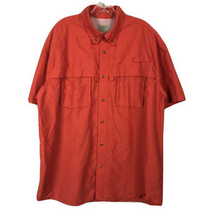LL Bean Shirt‎ Mens Sz XL Fishing Vented Orange Short Sleeve Hiking Boating